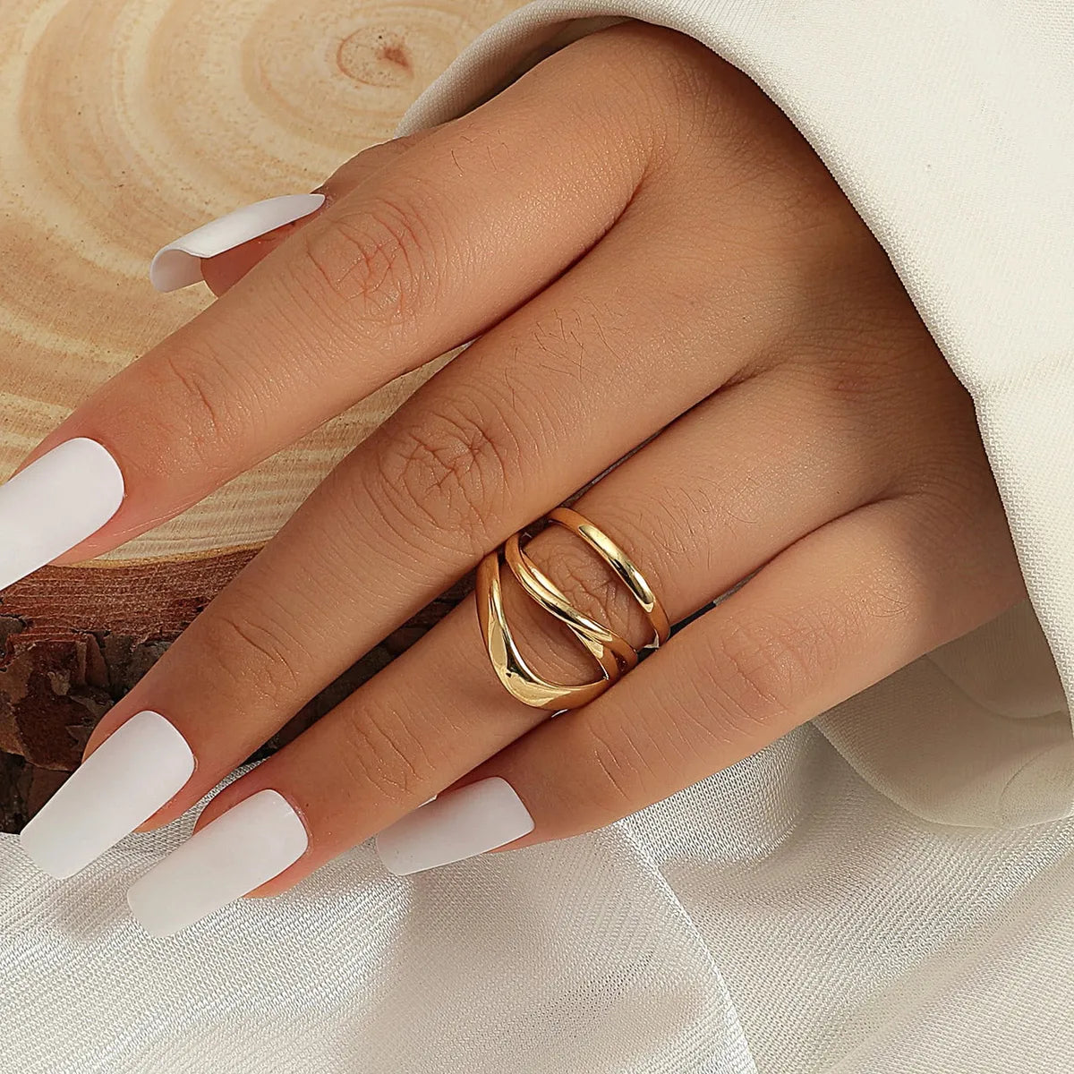 Ladies matching ring set-Simple Style Geometric Lines Alloy Women's Open Rings