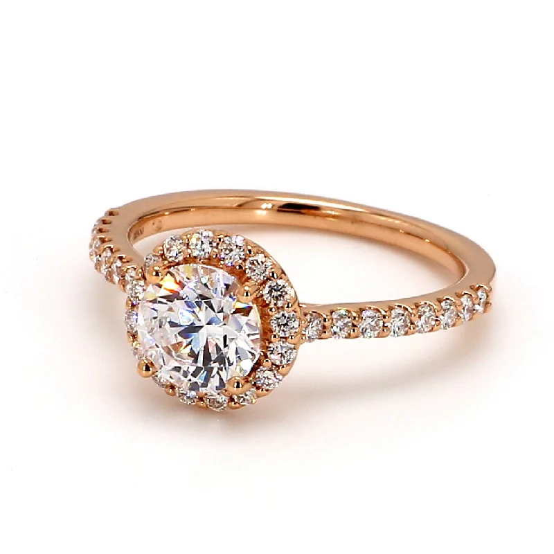 Ladies diamond eternity engagement rings-Halo Engagement Ring