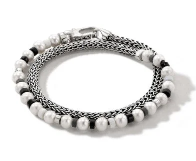 Ladies crystal bangles-JOHN HARDY Colorblock Pearl Wrap Bracelet