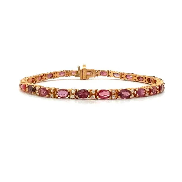 Ladies engraved bracelet-14K Yellow Gold Ruby and Diamond Bracelet - FINAL SALE