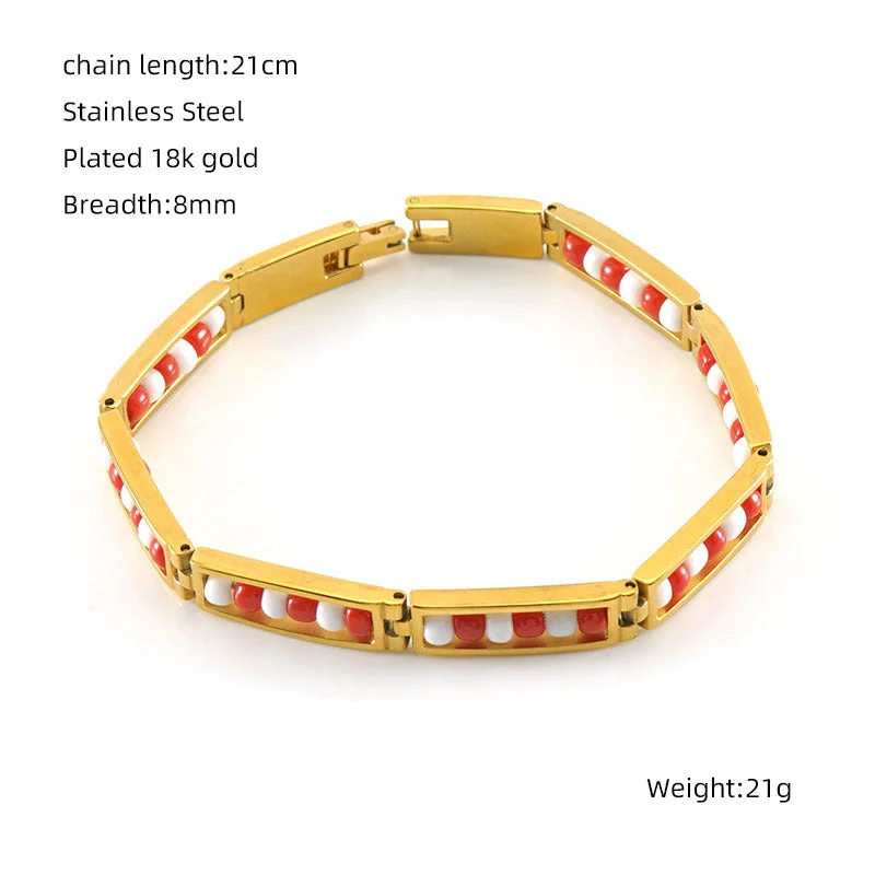 Gold Bracelet-Red + White