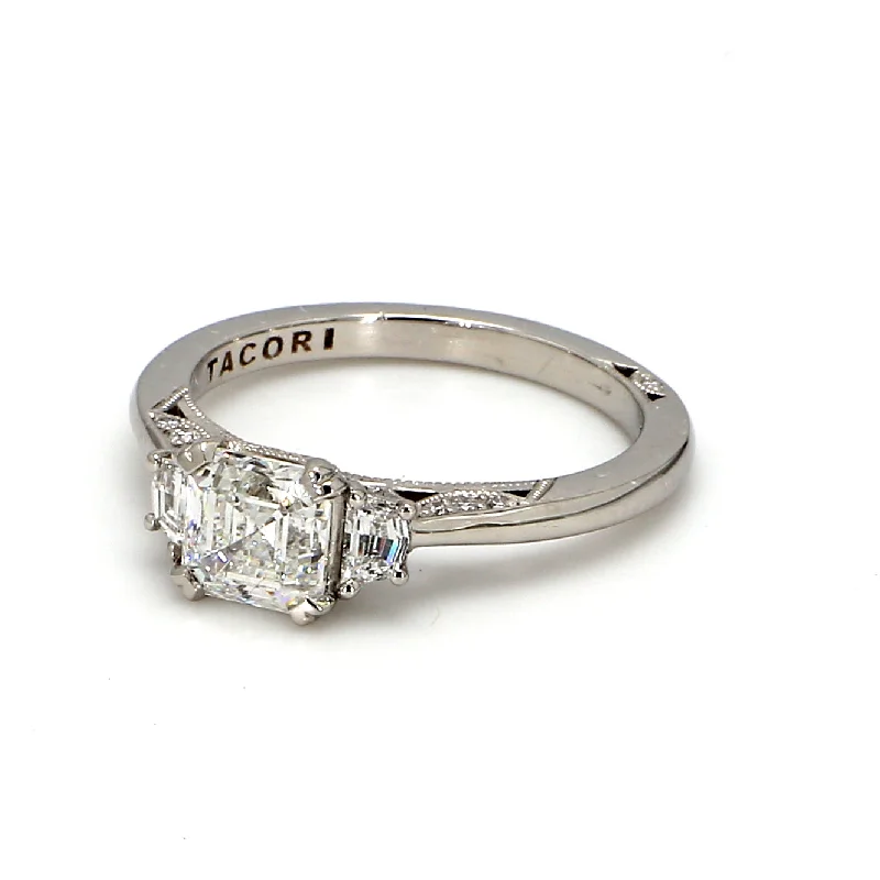 Ladies gemstone engagement rings with diamonds-Simply TACORI 3-Stone Engagement Ring