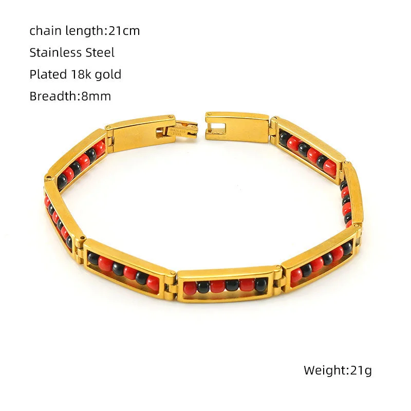 Gold Bracelet-Red + black