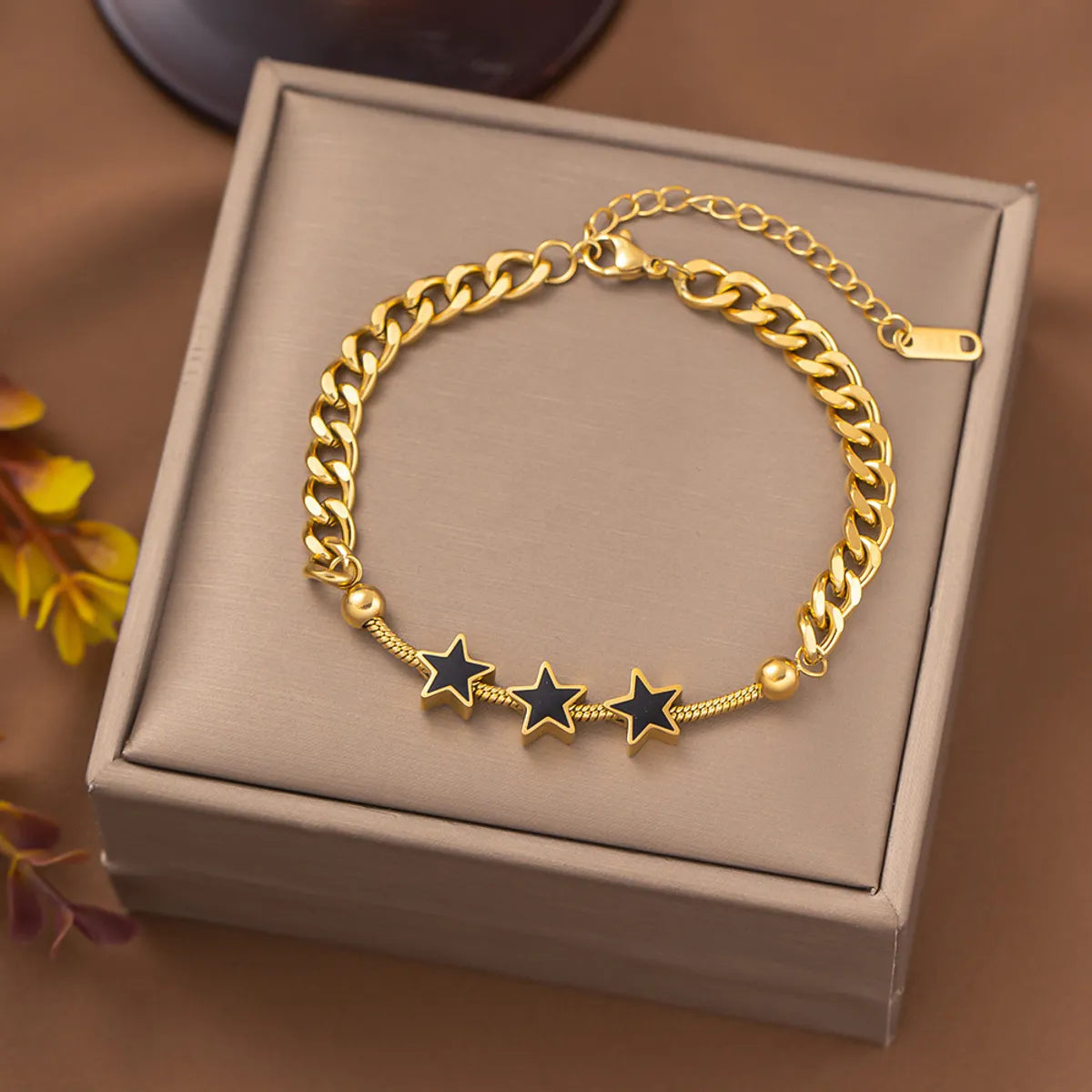 Ladies chunky bracelet-Simple Style Star Titanium Steel Plating Gold Plated Bracelets