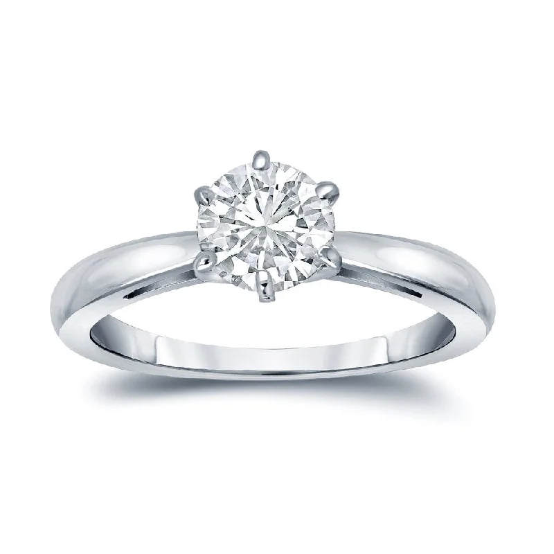 Ladies two-tone engagement rings-Auriya Platinum 2 1/4ctw Round 6 Prong Solitaire Diamond Engagement Ring GIA Certified