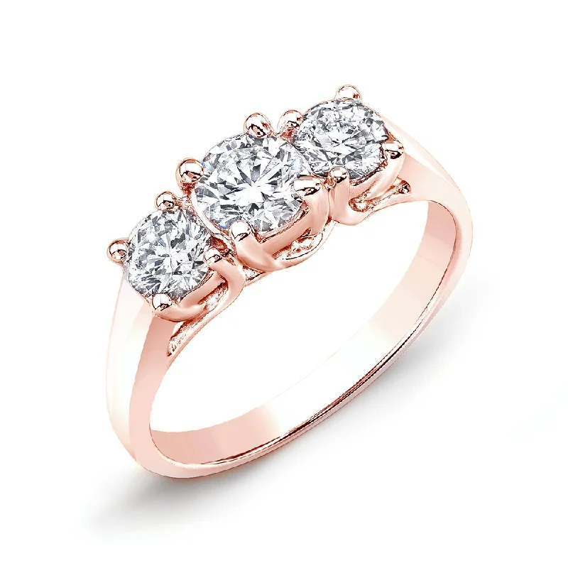 Ladies engagement rings with aquamarine-Auriya 14k Rose Gold 2ctw 3-Stone Diamond Engagement Ring