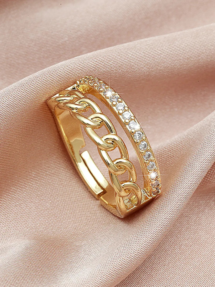 Ladies classic wedding ring-Simple Style Classic Style Geometric Copper Inlay Zircon Open Rings