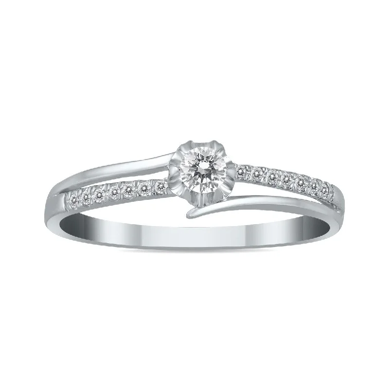 Ladies budget-friendly engagement rings-Marquee 1/6 Carat TW Diamond Engagement Ring in 10K White Gold