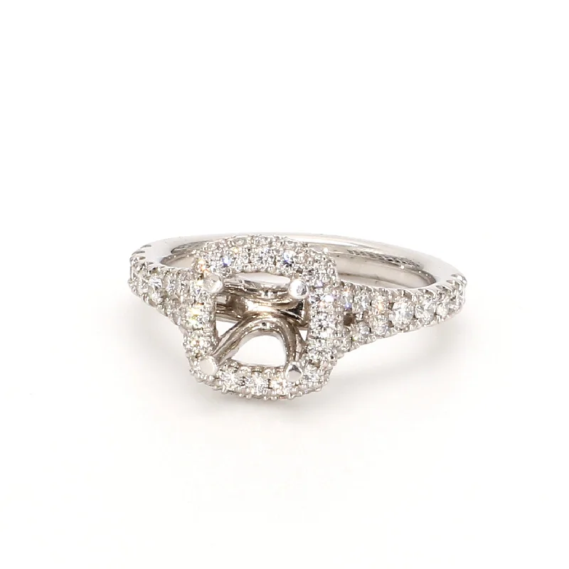 Ladies custom-cut engagement rings-Halo Engagement Ring