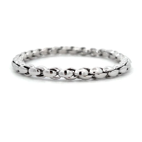 Ladies hammered bracelet-Stretchable 18K White Gold Link Bracelet