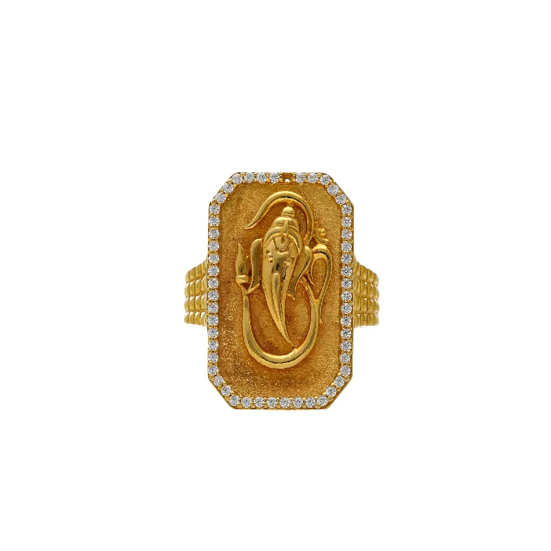 Ladies stackable gemstone ring-22K Gold & CZ Ganesh Ring (18.2gm)