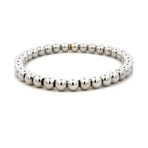 Ladies handmade bracelet-Stretchable 18K White Gold Beaded Bracelet