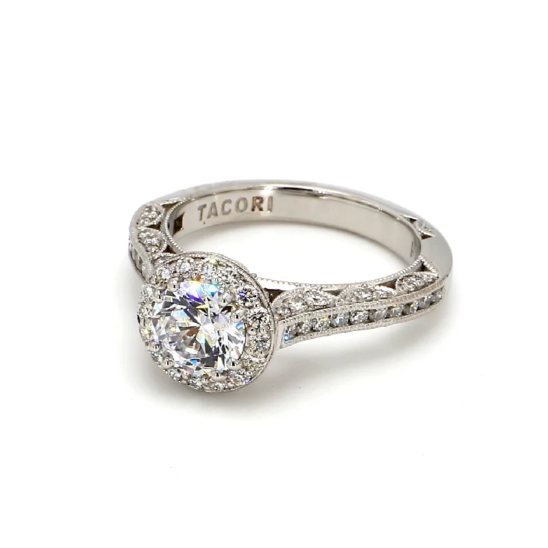 Ladies engagement rings with diamond pave-TACORI Classic Crescent Solitaire Engagement Ring