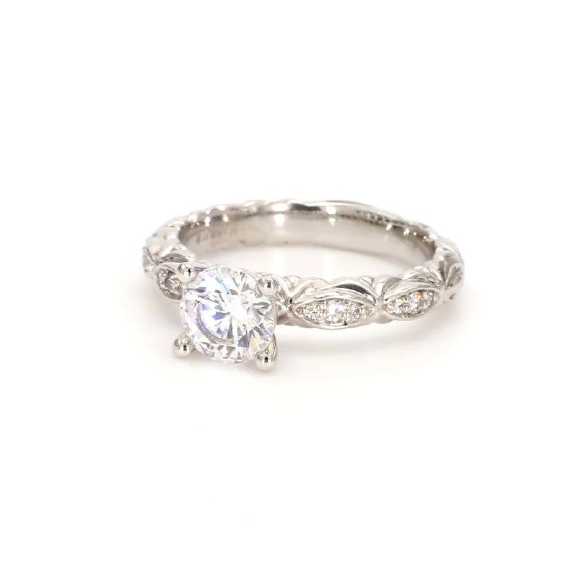 Ladies engagement rings with matching bands-Pave Engagement Ring