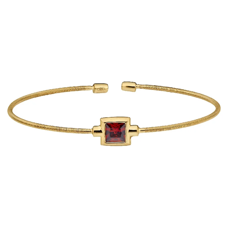 Ladies wide bracelet-Cable Bracelet with Princess Cut Birthstone