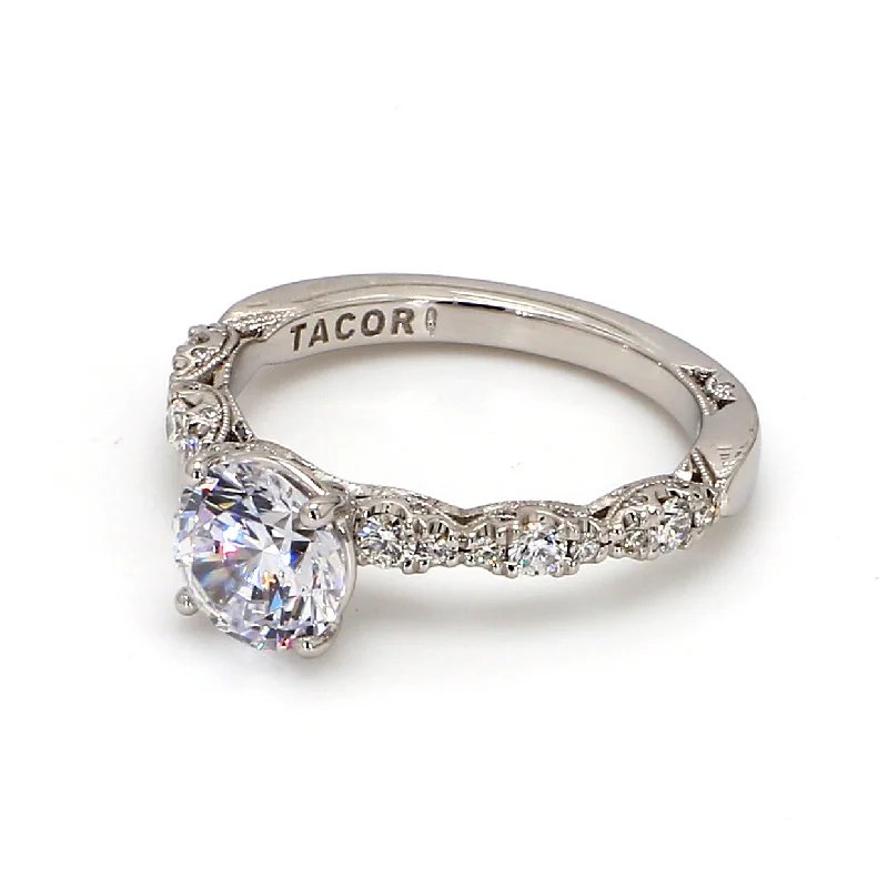 Ladies halo diamond engagement rings-TACORI Petite Crescent Solitaire Engagement Ring