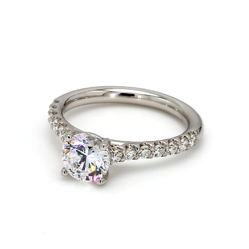 Ladies solitaire engagement rings-Pave Engagement Ring