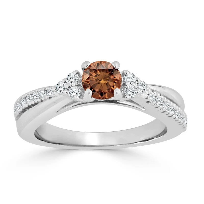 Ladies unique engagement rings-Auriya 14k Gold 3/4ct TDW Brown and White Diamond Engagement Ring