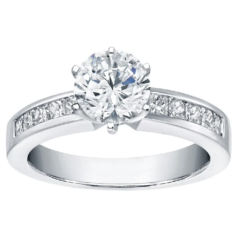 Ladies geometric engagement rings-Auriya Traditional 1 1/2ct TDW Round Diamond Engagement Ring 14k White Gold