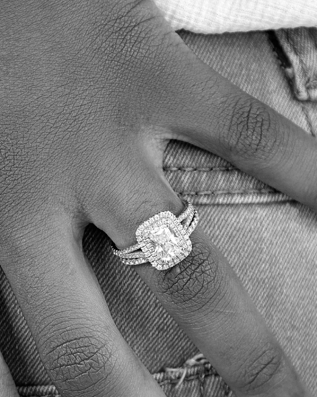 Ladies cocktail ring-Kylie Radiant Cut CZ Bride Set in 925 Sterling Silver