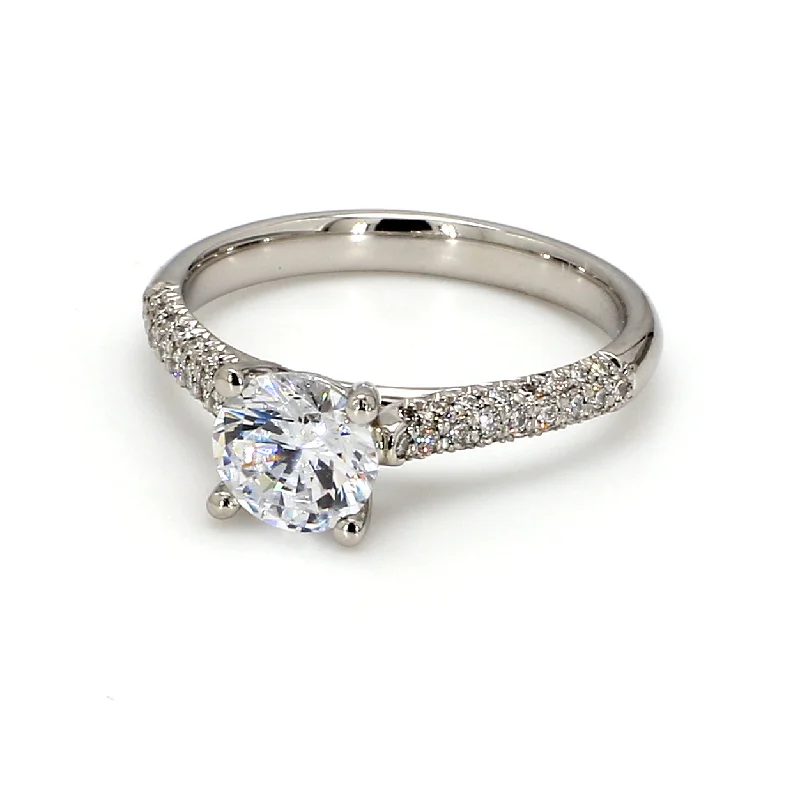 Ladies three-stone diamond engagement rings-Pave Engagement Ring