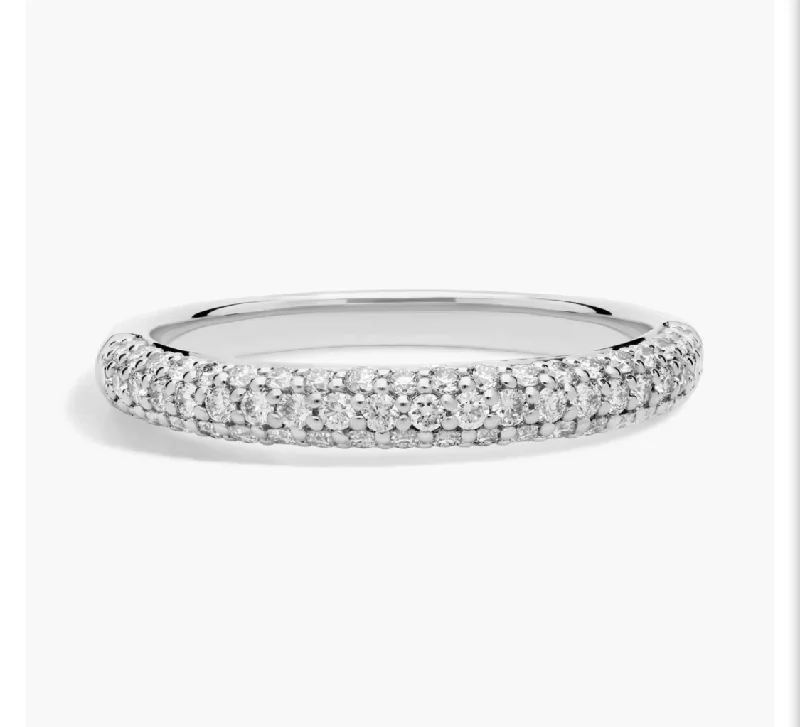 Ladies princess cut diamond ring-3D Pave CZ Band in 925 Sterling Silver