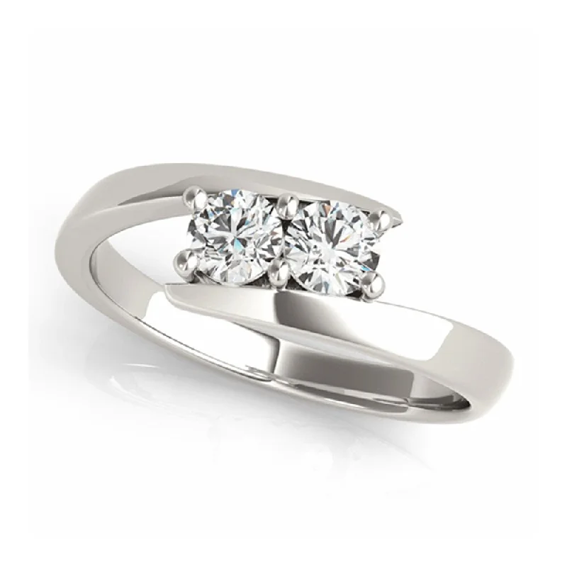 Ladies engagement rings with big diamonds-Auriya Round 1/2ct TDW 2-Stone Bypass Diamond Engagement Ring 14k White Gold