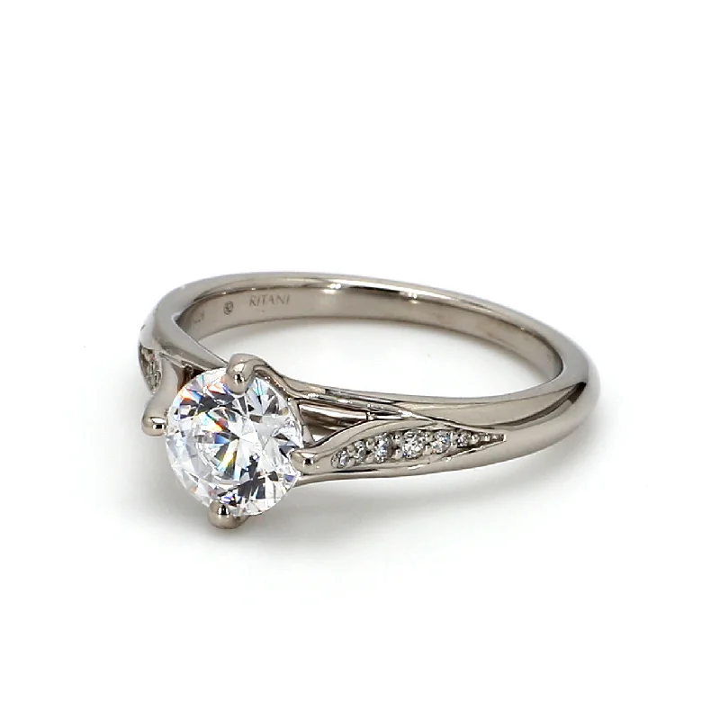 Ladies vintage style engagement rings-Pave Engagement Ring