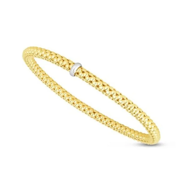 Ladies braided bracelet-14K Yellow Gold Stretchable Popcorn Bracelet