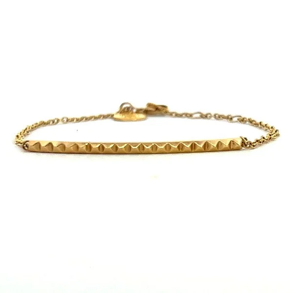 Ladies sterling silver bracelet-14K Yellow Gold Pyramid Bar Bracelet