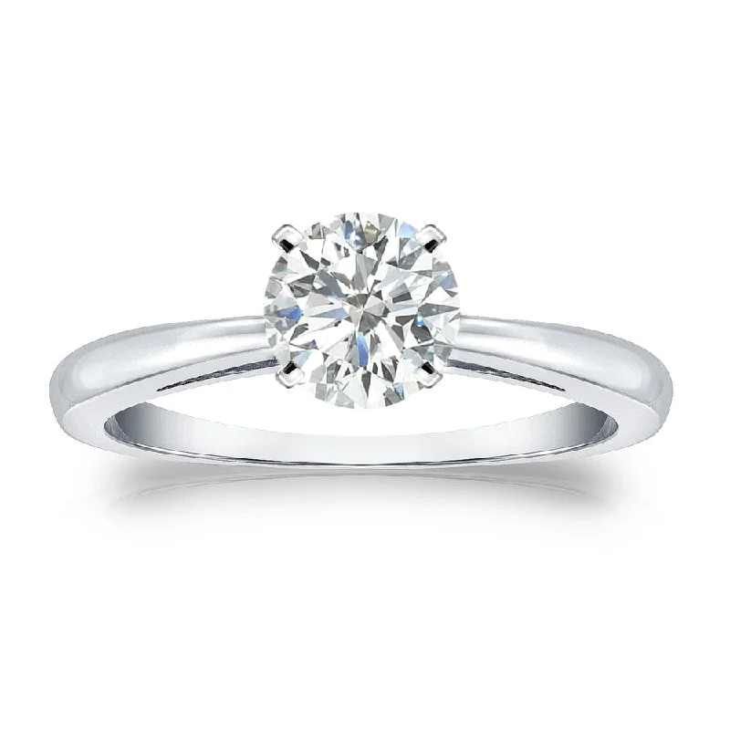 Ladies eternity engagement rings-Auriya 3/4ct TDW Round Solitaire Diamond Engagement Ring Platinum