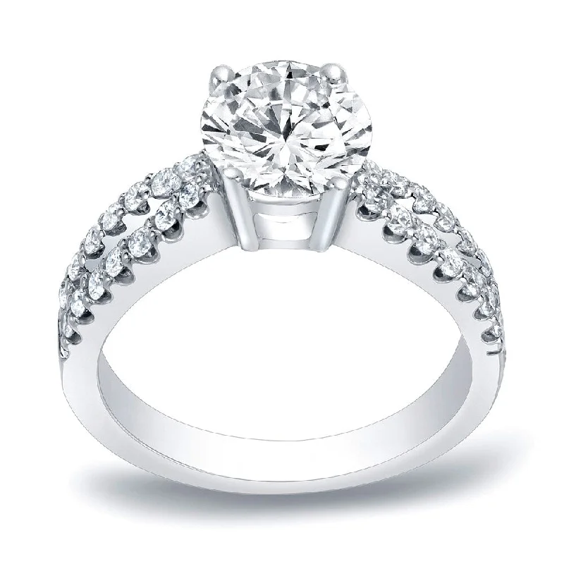 Ladies statement engagement rings-Auriya 1ctw Round Split-Shank Diamond Engagement Ring Platinum