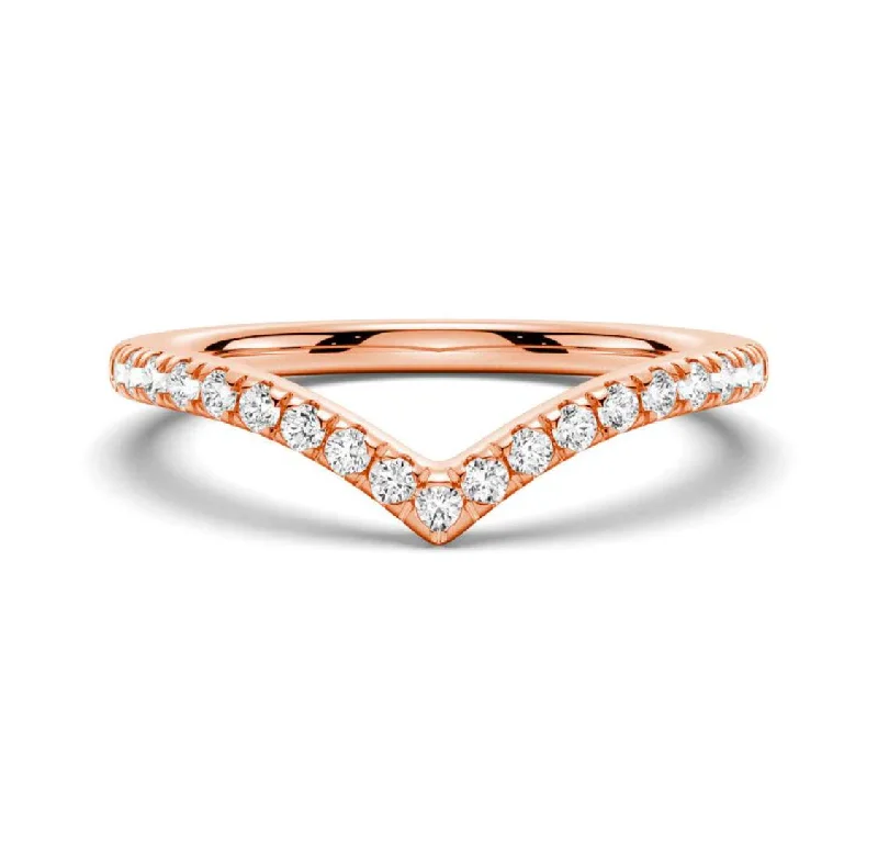 Ladies engraved ring-Wishbone Curve CZ Band in 10K Gold