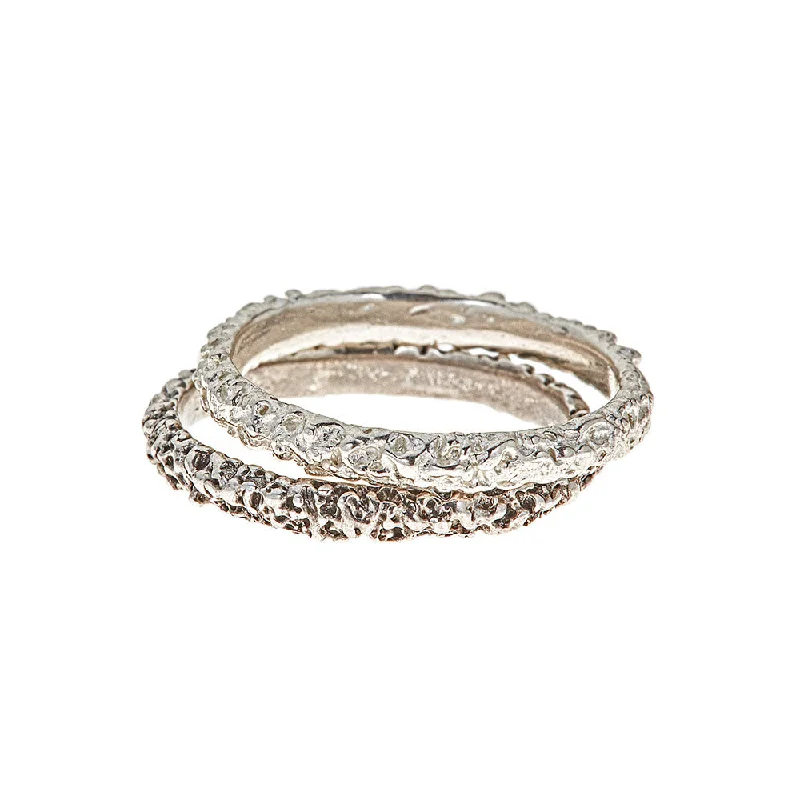 Ladies fashion statement ring-Stacking Moon Ring, Silver