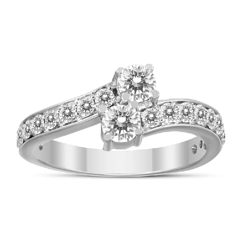 Ladies engagement rings with princess diamonds-1 Carat Forever Us Diamond Two Stone Engagement Ring 10K White Gold