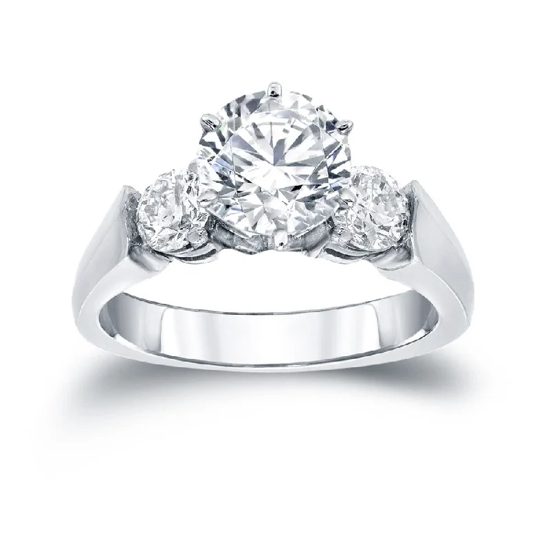 Ladies radiant cut engagement rings-Auriya Classic 1/2ct TDW Round 3-Stone Diamond Engagement Ring 14k White Gold