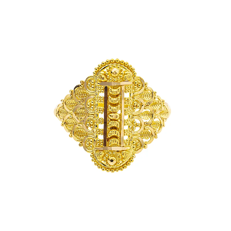 Ladies gold-plated ring-22K Yellow Gold Artisanal Cocktail Ring (3.7gm)