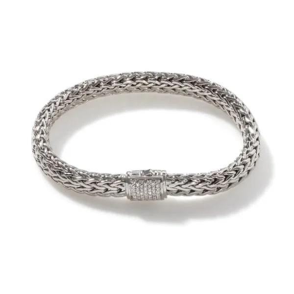 Ladies braided bracelet-JOHN HARDY Silver Icon Diamond Bracelet