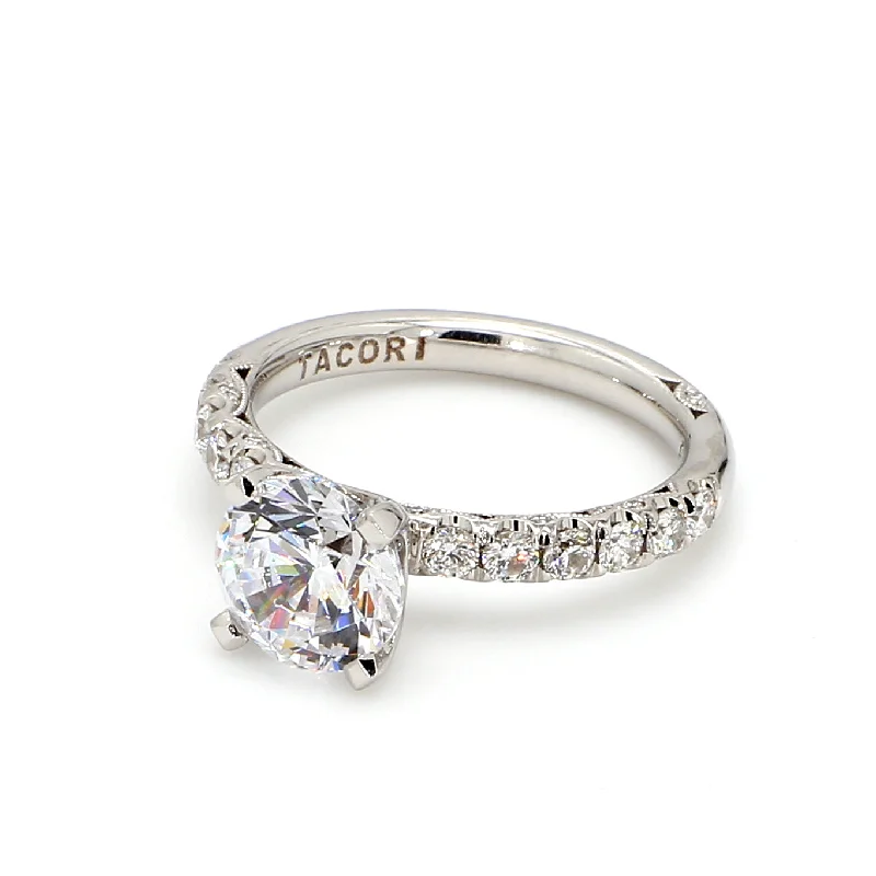 Ladies engraved engagement rings-TACORI Petite Crescent Engagement Ring