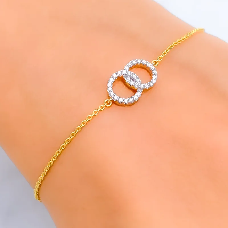 Ladies multi-layer bracelet-Elegant Dual Spiral Diamond + 18k Gold Bracelet