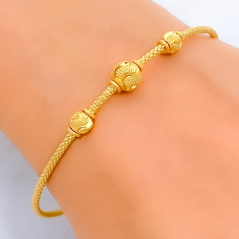 Ladies delicate gold bracelet-Opulent Modern 22k Gold Bangle Bracelet