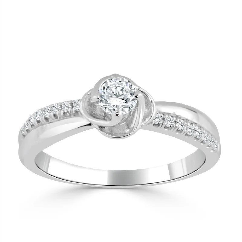 Ladies modern engagement rings-Auriya Petite 1/3ctw Round Diamond Engagement Ring 14k Gold