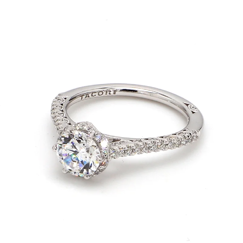 Ladies solitaire engagement rings-TACORI Petite Crescent Engagement Ring