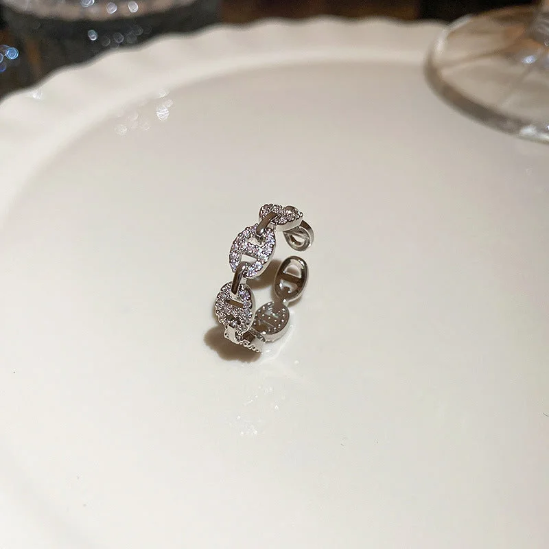 7# Ring-Silver Pig Nose Zircon