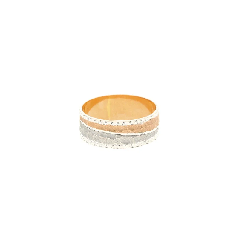 Ladies black ring-18K White & Rose Gold Artisan Ring