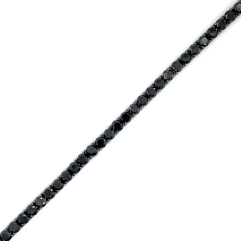 Ladies adjustable bracelet-VALANI Black Diamond Tennis Bracelet