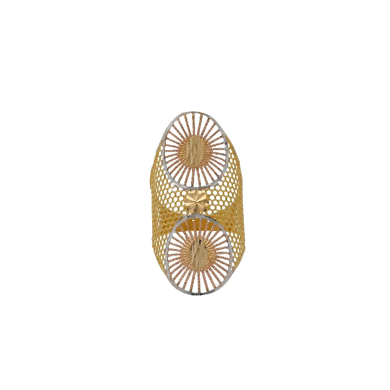 Ladies birthstone ring-22K Multi-Tone Gold Shield Ring (4.6gm)