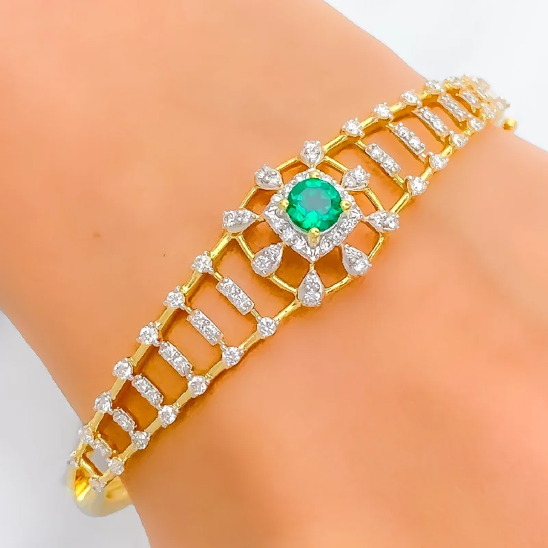 Ladies braided bracelet-Viridescent Diamond 22k Gold Bangle Bracelet