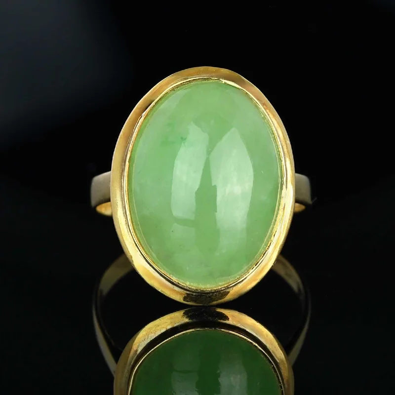 Ladies vintage diamond ring-Contemporary 14K Gold 6.64 CTW Jade Cabochon Ring