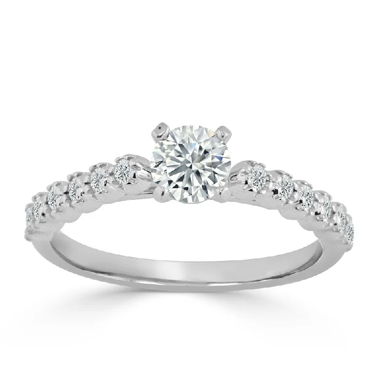 Ladies solitaire diamond engagement rings-Auriya 1/2ctw Round Diamond Engagement Ring 14K Gold